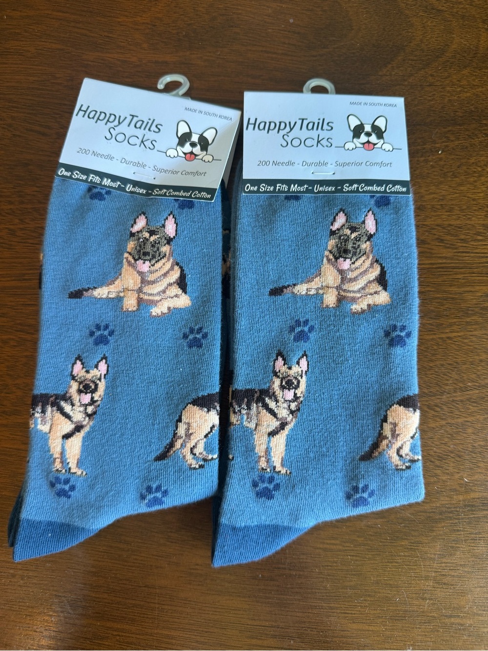 HappyTails Blue German Shepherd Socks - Men's Casual Cotton Blend 2 Pairs